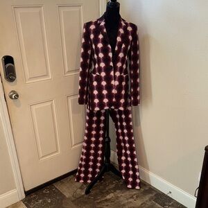 Zara Purple and White Trousers with Blazer Jacket.